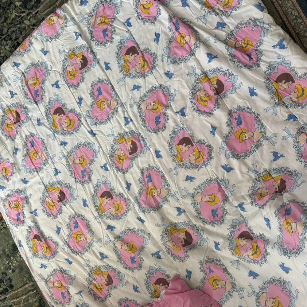HTF Vintage Disney Pink Cinderella Reversible Twin Comforter - Picture 6 of 9
